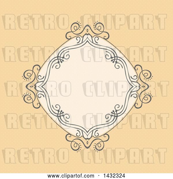 Vector Clip Art of Retro Blank Frame over a Pastel Orange Background