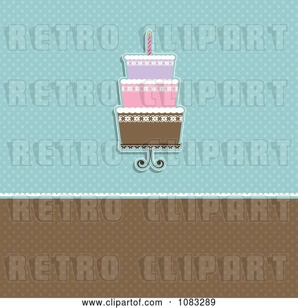 Vector Clip Art of Retro Blue and Brown Polka Dot Cake Background