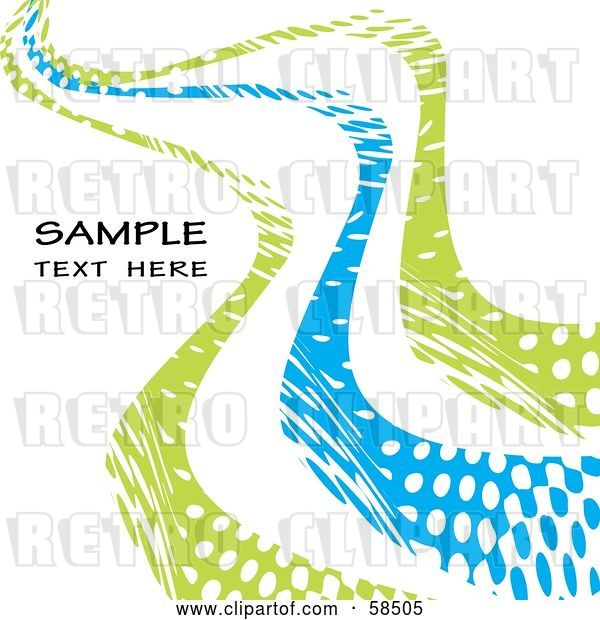 Vector Clip Art of Retro Blue and Green Curvy Line Background with Sample Text