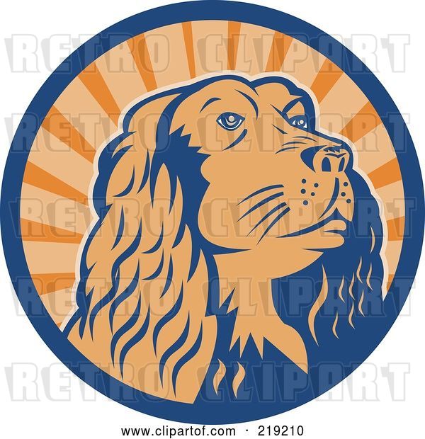Vector Clip Art of Retro Blue and Orange Cocker Spaniel Logo