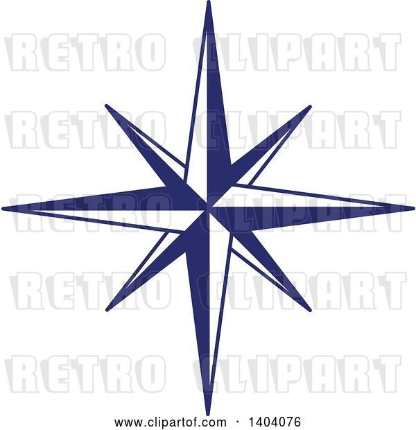 Vector Clip Art of Retro Blue and White Nautical Star