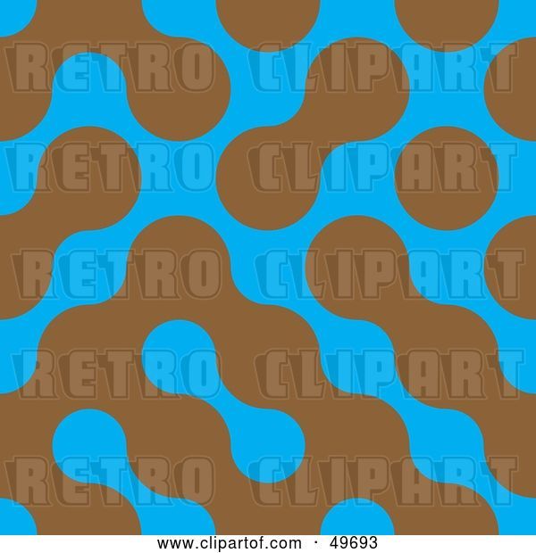 Vector Clip Art of Retro Blue Background with Brown Blobs