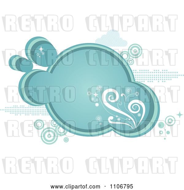 Vector Clip Art of Retro Blue Bubble and Circle Frame