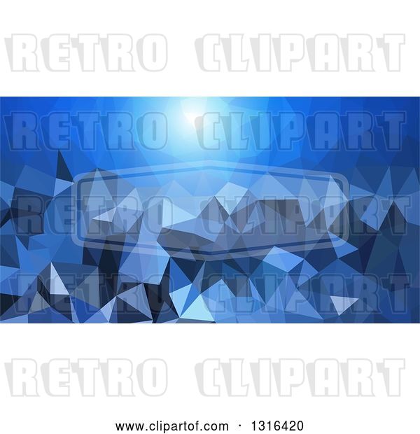 Vector Clip Art of Retro Blue Geometric Low Poly Background with a Faded Frame