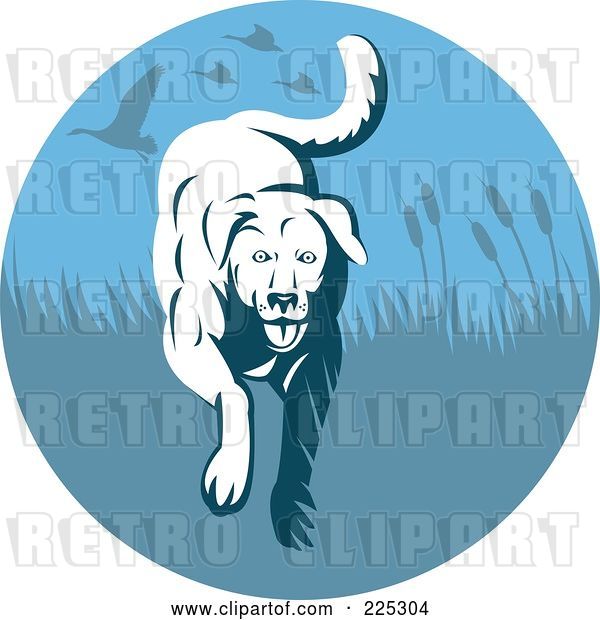 Vector Clip Art of Retro Blue Hunting Retriever Dog Logo