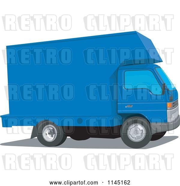 Vector Clip Art of Retro Blue Moving Van