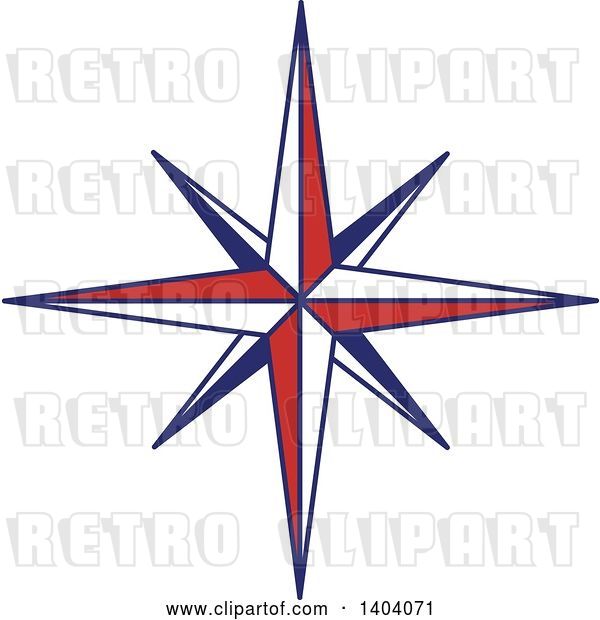 Vector Clip Art of Retro Blue Red and White Nautical Star