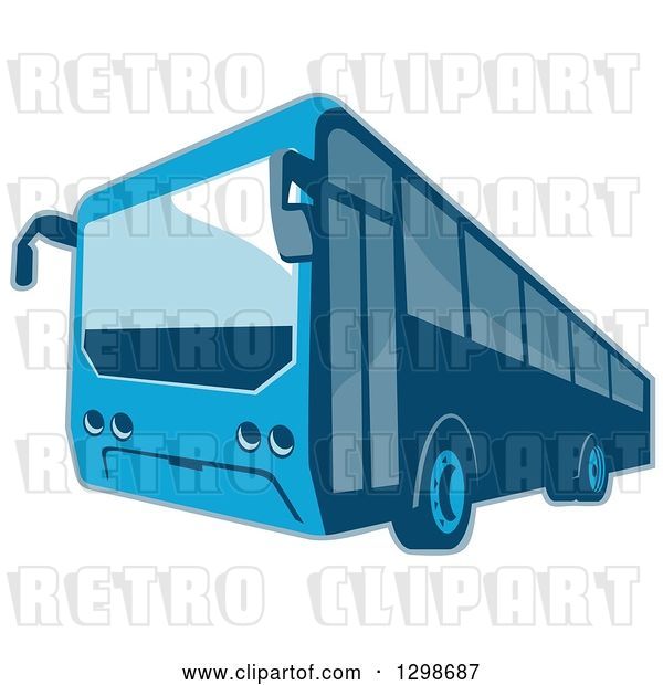 Vector Clip Art of Retro Blue Shuttle Bus Coach
