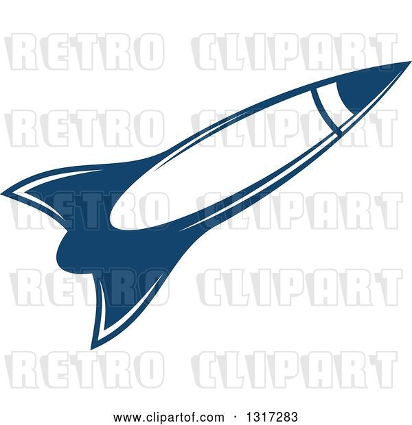 Vector Clip Art of Retro Blue Space Rocket 16