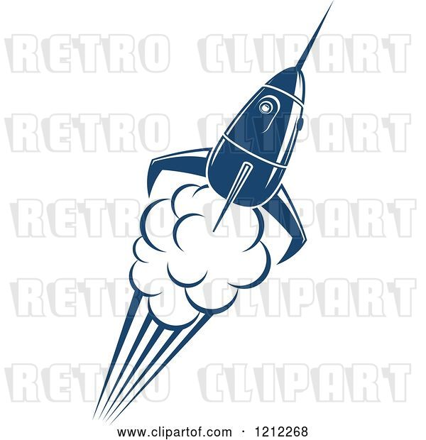 Vector Clip Art of Retro Blue Space Rocket 3