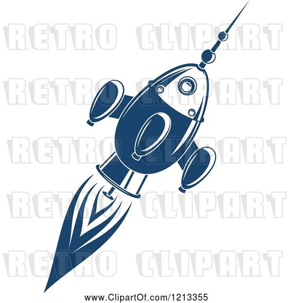 Vector Clip Art of Retro Blue Space Rocket 6