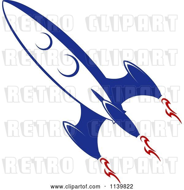 Vector Clip Art of Retro Blue Space Shuttle Rocket 1