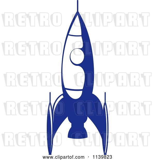 Vector Clip Art of Retro Blue Space Shuttle Rocket 3