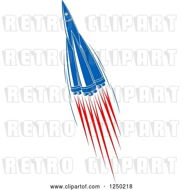 Vector Clip Art of Retro Blue Space Shuttle Rocket 8