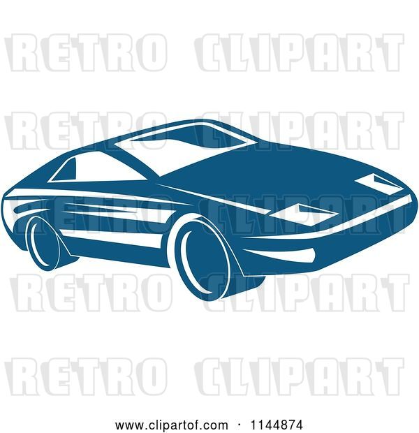 Vector Clip Art of Retro Blue Sports Car