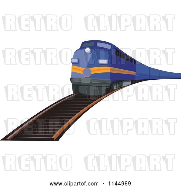 Vector Clip Art of Retro Blue Train 2