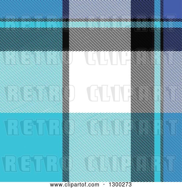 Vector Clip Art of Retro Blue, White, Black and Purple Plaid Seamless Pattern Background