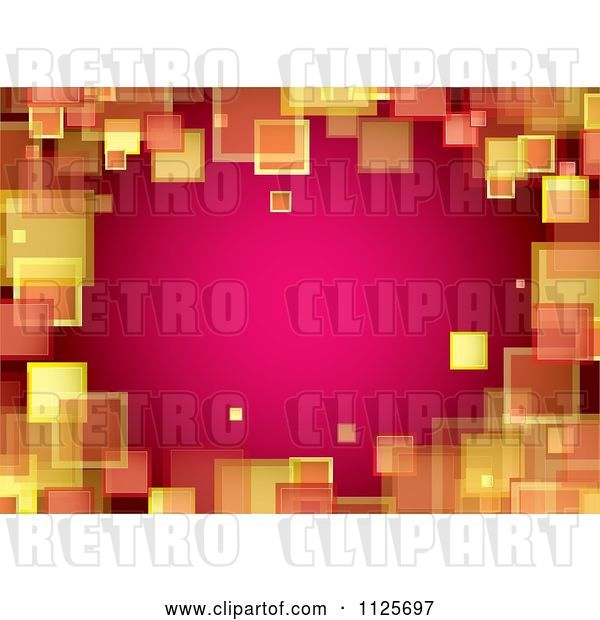Vector Clip Art of Retro Border Background of Orange and Yellow Squares on Pink