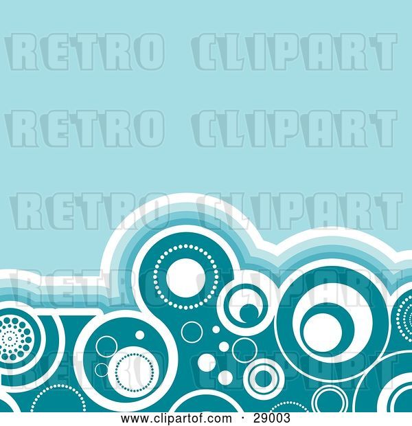 Vector Clip Art of Retro Border of Dark Blue and White Circles Traced in White and Blue Shades over a Blue Background