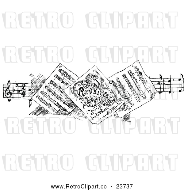 Vector Clip Art of Retro Border of Sheet Music