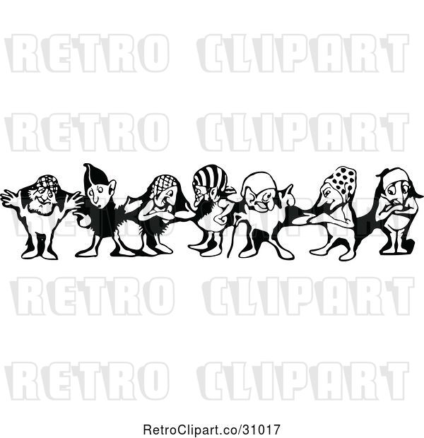 Vector Clip Art of Retro Border of the Seven Dwarfs