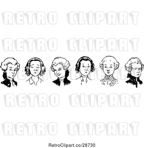Vector Clip Art of Retro Border of Wig Boys
