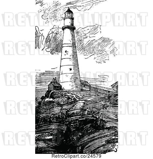 Vector Clip Art of Retro Boston Lighthouse