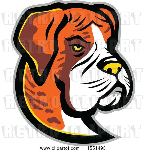 Vector Clip Art of Retro Boxer Dog Mascot Head