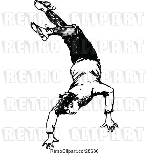 Vector Clip Art of Retro Boy Falling 3
