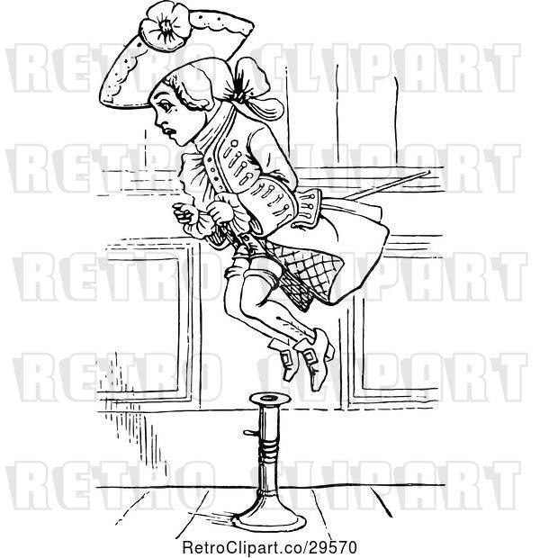 Vector Clip Art of Retro Boy Jumping over a Candle Stick