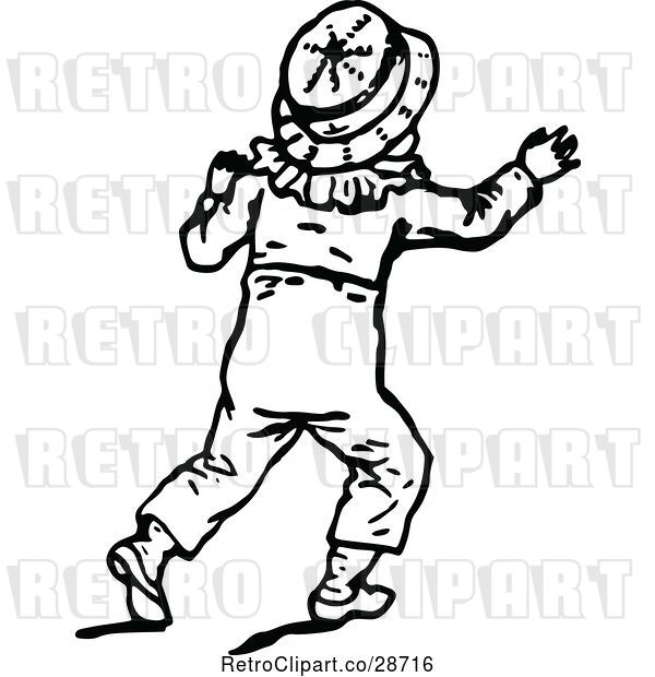 Vector Clip Art of Retro Boy Running Away