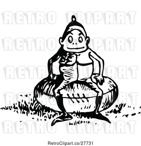 Vector Clip Art of Retro Boy Sitting