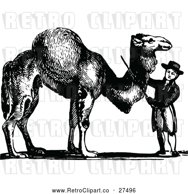 Vector Clip Art of Retro Boy with a Camel