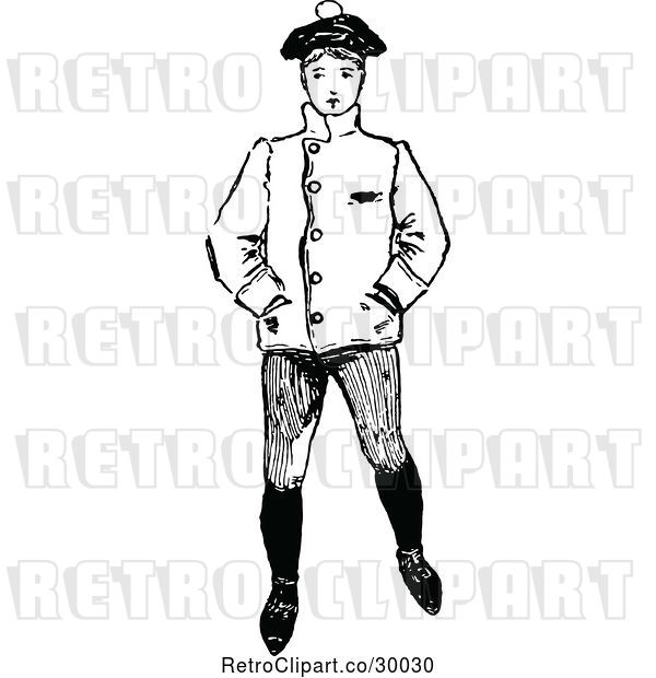 Vector Clip Art of Retro Boy with His Hands in His Pockets