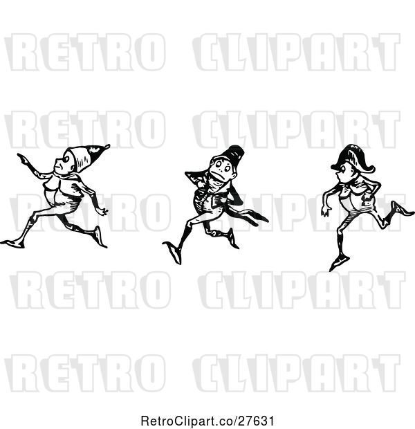 Vector Clip Art of Retro Boys Running