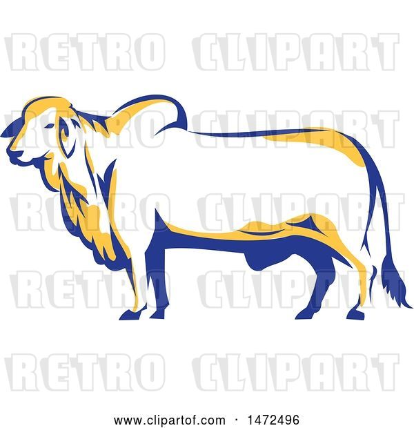 Vector Clip Art of Retro Brahman Bull in Profile