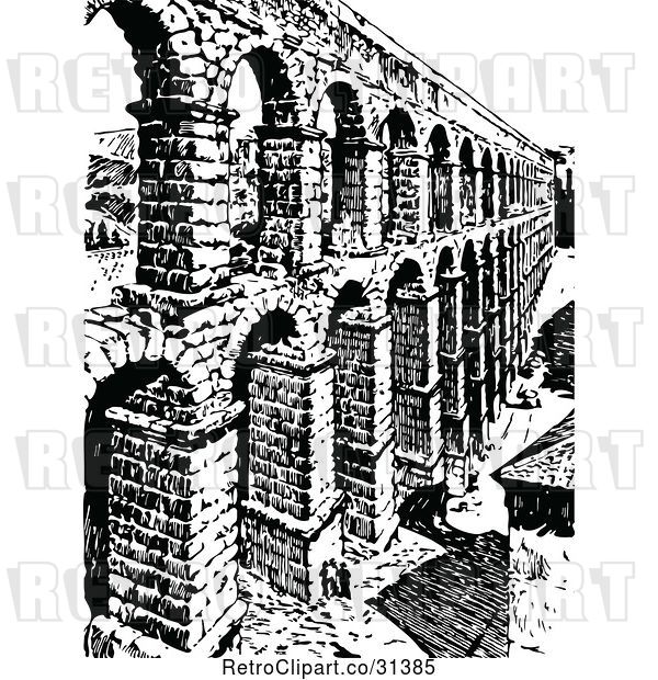 Vector Clip Art of Retro Brick Aqueduct
