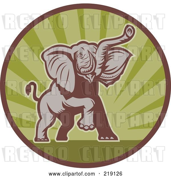 Vector Clip Art of Retro Brown and Green Elephant Logo