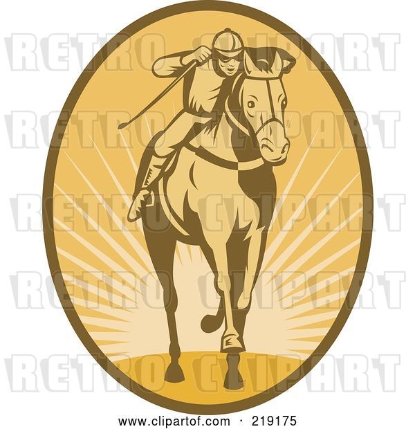 Vector Clip Art of Retro Brown and Orange Horse Racing Logo
