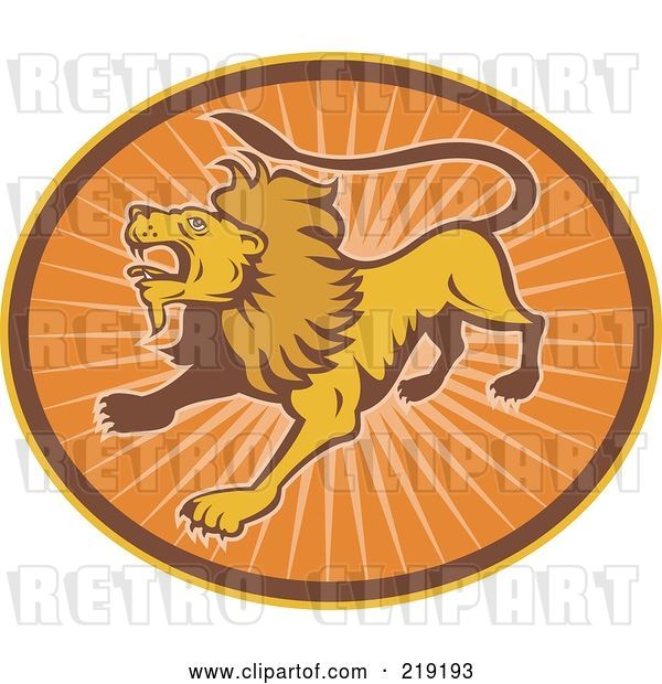 Vector Clip Art of Retro Brown and Orange Lion Logo