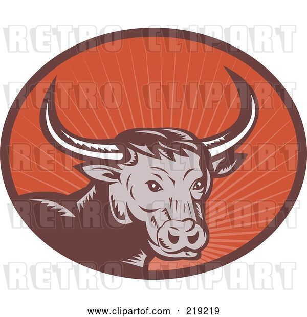 Vector Clip Art of Retro Brown and Red Bull Logo