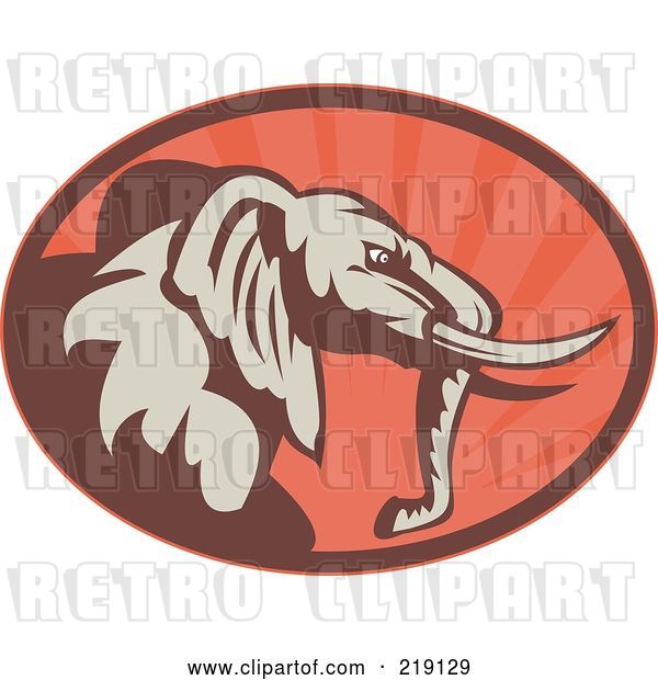 Vector Clip Art of Retro Brown and Red Elephant Logo