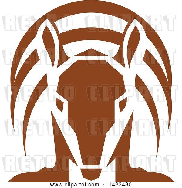 Vector Clip Art of Retro Brown Armadillo from the Front