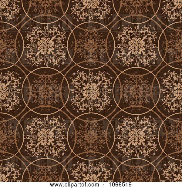 Vector Clip Art of Retro Brown Circle Floral Background
