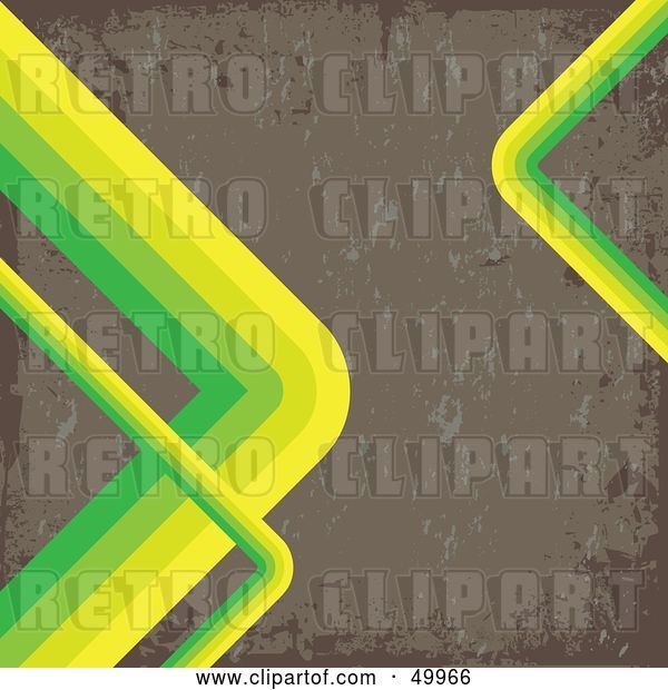 Vector Clip Art of Retro Brown Grunge Background Bordered with Green Curves