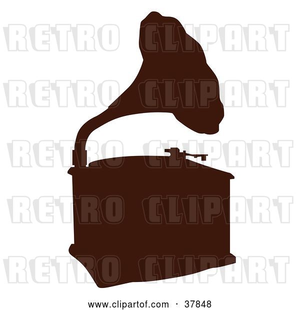 Vector Clip Art of Retro Brown Phonograph Silhouette