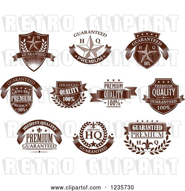 Vector Clip Art of Retro Brown Quality Guarantee Labels 2