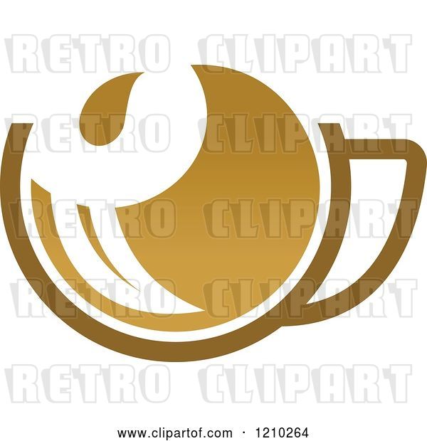 Vector Clip Art of Retro Brown Tea or Coffee Cup with a Leaf 3