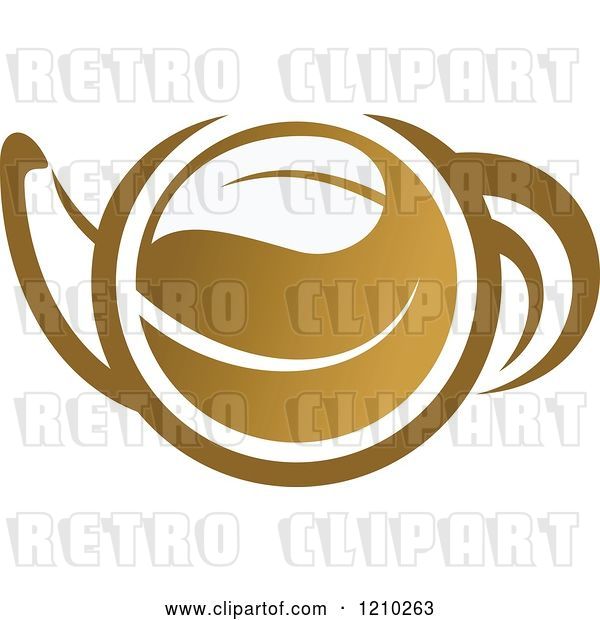 Vector Clip Art of Retro Brown Tea or Coffee Pot with a Leaf 3