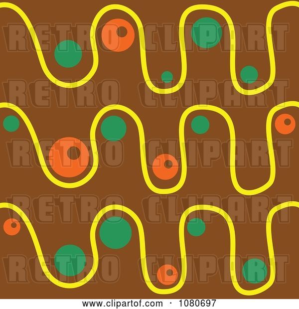 Vector Clip Art of Retro Brown Wave and Bubble Background